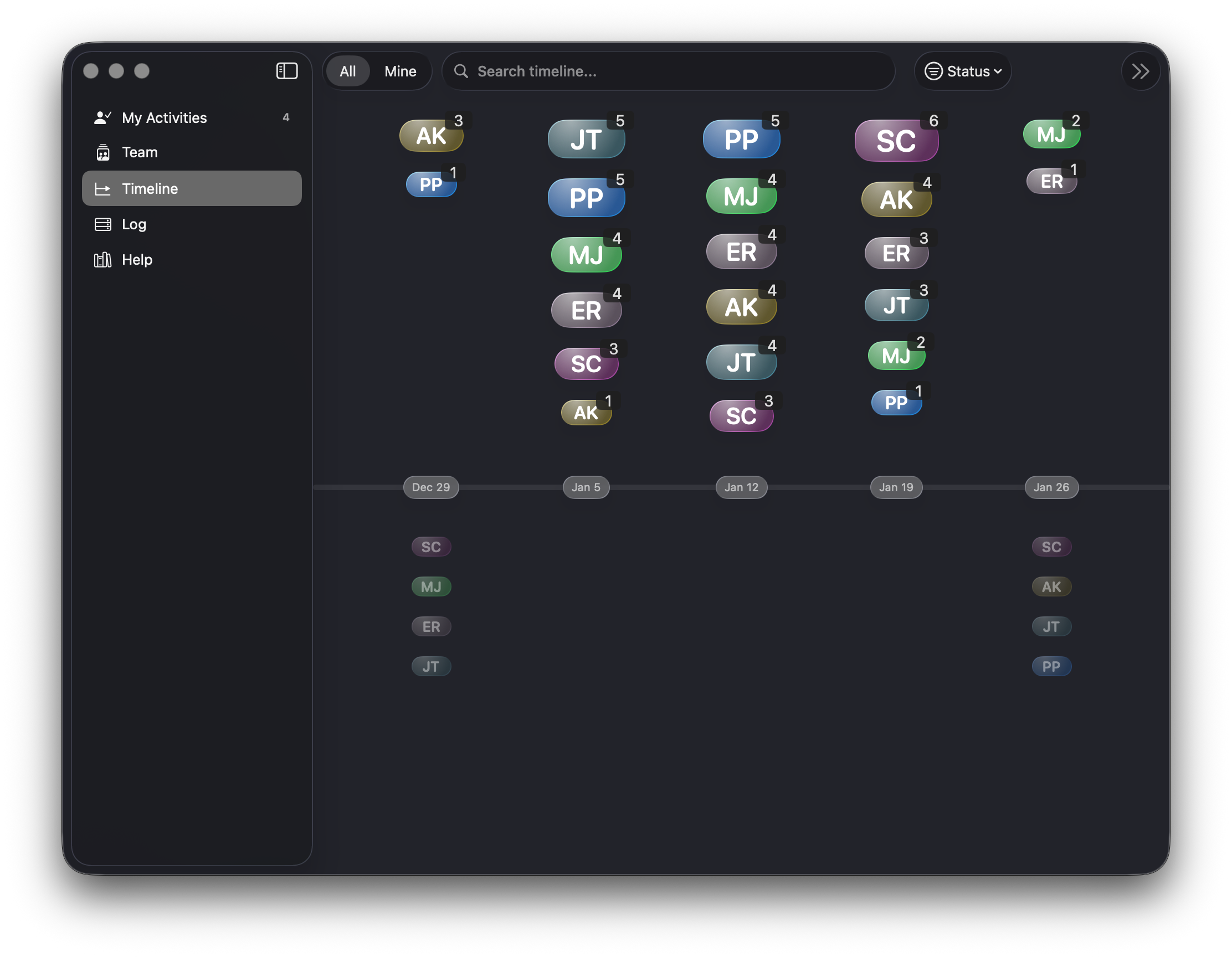 Valta Team Member App - Timeline